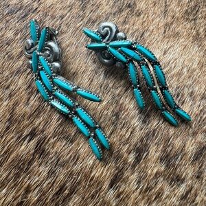 Unique Vintage Silver and Turquoise Earrings
